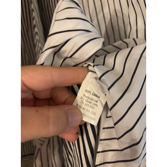 Tome Women’s 100% Cotton Blouse Top Striped Asymmetrical Long Sleeve Tie large - Picture 5 of 7